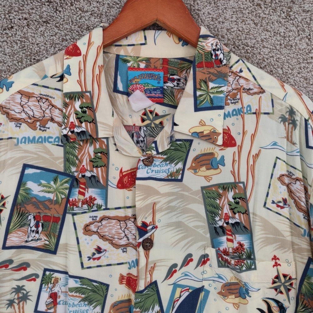 Reyn Spooner Hawaiian Shirt Mens 2XL Joe Kealuha Floral Vacation Jamaica Button